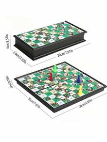 Magnetic Snakes And Ladders Game Set, Foldable Portable Design, Lightweight And Easy To Carry, Travel Game Set Gift, Family Entertainment Toy - Green - View 5
