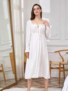Women's New Spring/Autumn Pure Cotton Long Sleeve Pajamas, Can Be Worn As Loungewear - White - View 3
