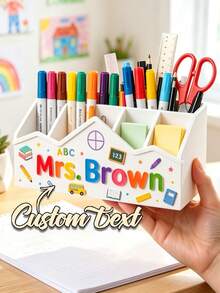 Personalized Desktop Organizer Box, Custom Pen Holder, Customizable With Name Or Text, For Office Desks And Study Desks, Teacher's Day Gift, Birthday Gift, Classroom Desktop Decoration, Ideal Present For Teachers, Friends And Family - Multicolor - View 3