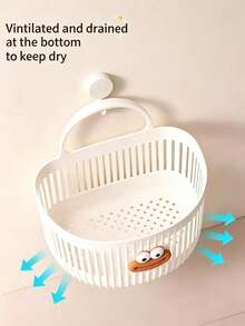 Bathroom Wall-Mounted Storage Basket - (Free Transparent Hooks) Wall-Mounted Storage Basket With Funny Big Mouth Decoration, Space-Saving, Bathroom Decor Accessory, Suitable For Sink And Bathroom, Used For Storing Toothpaste, Toothbrush, Comb, Soap And Other Items - Multicolor - View 4