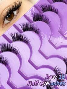 10Pairs Natural Looking False Eyelashes, Lengthening, Fluffy, Soft, Delicate, Lively, Cute, Transparent Stem, Very Realistic, Suitable For Daily Use, Light Makeup, Dates, Sweet, Makeup Eyelashes - View 1