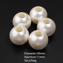 5-300顆乳白色ABS仿珍珠大孔珠 DIY手機鍊項鍊手鍊製作裝飾散珠 6-30mm - 米白色 - 查看 9
