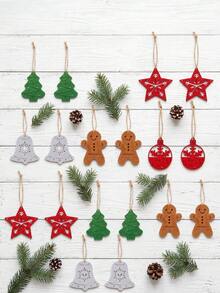 Cute Christmas Gingerbread Man Felt Hanging Ornament, Creative DIY Christmas Tree Snowflake Decoration, Christmas Home Decor, Room Decor, Halloween Decor, Kitchen Decor, Home Decor & Accessories, Christmas Tree Decoration - 1 Set - View 5