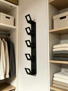 1/2pcs Hanging Hat Storage Rack, Multi-Layer Slot Hat Hooks, Fits Various Curved Brim Hats, Wall-Mounted For Closet Side, Bedroom, Entryway, Wardrobe, Practical Hat Organizer Shelf - Black - View 5