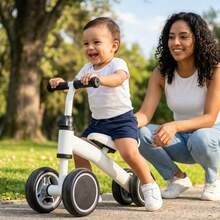 Bicicleta De Equilibrio Sin Pedales Para Niños, Triciclo Ajustable De 4 Ruedas, Correpasillos Para Aprender A Caminar Y Mantener El Equilibrio, Juguete Deportivo Para Interior Y Exterior Rojo/Blanco/Rosa/Azul - Azul - Ver 5