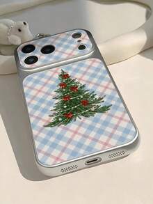 Compatible With Iphone17/17PRO/17PROMAX/17Air/16/16e/16PRO/16PROMAX/16PLUS/15/14/13/12/11/X/XS/XR Series, 1pc Fashionable Personalized Plaid Christmas Tree Pattern Full Coverage Button Classic Anti-Drop Metallic Paint Premium Texture Soft Texture PU Leather Phone Case, Suitable As Birthday Gift, Holiday Gift For Friends, Family, Couples, Yourself - Multicolor - View 6