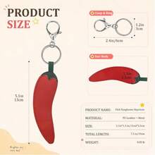 Star Chili Fashion Glasses Holder Bag Accessory | PU Leather Glasses Clip With Solid Metal Keychain, Secure Storage For Glasses Temple - Red - View 3