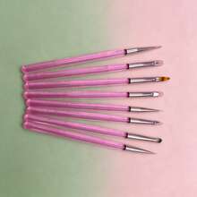 Transparent Pink Handle Nail Art Brushes 8Pcs Professional Manicure Painting Liner Drawing Pen For Beginner DIY Nail Design - Pink - View 4