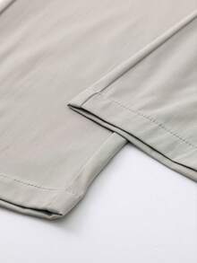 Light Gray Single Pleat Drape Straight Leg Casual Trousers With Waist Buckle Decor, Loose Fit Versatile Long Pants For Men - Grey - View 10
