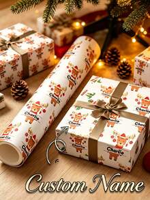 Personalized And Custom Christmas Gift Wrapping Paper; Fun Designs For Christmas, Holidays, And Birthdays; Suitable For Crafting And Gift Wrapping; Perfect For Anniversaries, Valentine's Day, Mother's Day, Birthdays, And Other Occasions. - Multicolor - View 2