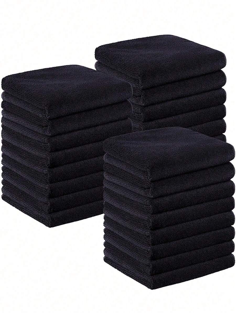 Black Dry Hair Towel Salon Towel 13.3x29 Inches, Ultra-Fine Microfiber Hair Towel, Suitable For Gym, Bathroom, Spa Use And Home Beauty Care - Black - View 1