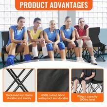 Banco plegable portátil, banco lateral plegable de 6 asientos, banco para acampar al aire libre con bolsa de transporte y respaldo, banco lateral para deportes de equipo para fútbol, pesca, asiento instantáneo sin ensamblaje, negro - Negro - Ver 4