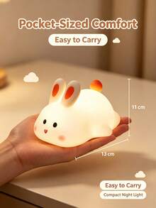 1 Buah Lampu Malam LED Kelinci Putih Isi Ulang, Lampu Suasana Pengisian USB, Lampu Samping Tempat Tidur Cahaya Lembut, Hadiah Dekorasi Kamar Tidur, Dekorasi Kamar Kawaii, Cocok Untuk Ibu dan Bayi, Menyusui di Malam Hari, Lampu Samping Tempat Tidur Pelindung Mata Anak, Hadiah Ulang Tahun, Lampu Meja Kecil Suasana Romantis, Cahaya Hangat, Mainan Bercahaya - MultiWarna - View 3