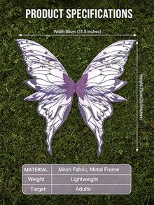 Glittery 8-Leaf Fairy Butterfly Wings, Suitable For Adults Halloween Party Cosplay As Princess, Fairy, Elf And More - Multicolor - View 6