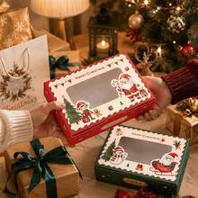 34/68/102pcs Christmas Window Decoration Gift Box Set, (Red Christmas And Green Christmas), Featuring Santa Claus And Snowman Patterns-Pre-Assembled Party Gift Box, Suitable For Christmas Decorations, Includes Christmas Stickers - Multicolor - View 3