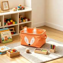 Cute Cartoon Animal Storage Basket, Desktop Organizer Box, Desk Stationery And Bookshelf Storage Box, Wardrobe Miscellaneous Storage Box, Underwear Divider Storage Box, Storage Box, Foldable Miscellaneous Storage Box, Built-In Waterproof Coating, Cartoon Desktop Frame Miscellaneous Cosmetics Storage Box, Stationery Storage Basket, Cute 4 Colors With Ears Desktop Box - Multicolor - View 6
