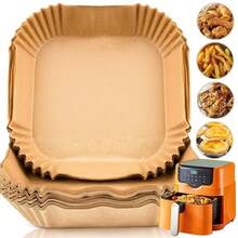 25/50/100pcs Air Fryer Paper Liners, Square, Kitchen Accessories, Non-Stick Baking Paper, Air Fryer Accessories, Oil-Proof And Waterproof, Suitable For Baking, Roasting And Microwave Use - Multicolor - View 1