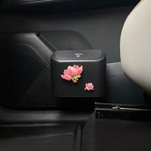 1pc Resin Peach Blossom Cherry Blossom Car Trash Can, Multi-Functional Car Door Hanging Storage Bucket, Floral Decorative Accessory, Front And Rear Row Umbrella And Miscellaneous Item Storage, Car Interior Organizer - Multicolor - View 1