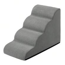 Feandrea Dog Stairs, Ramp, 5-Step Embossed Velvet - Grey - View 10