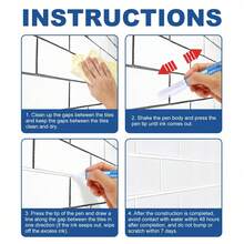 Jaysuing 液態瓷磚修補筆,防水瓷磚填縫筆,適用於地板與牆面,瓷磚填縫著色劑與密封劑,用於修補裂縫或損壞的瓷磚,淋浴間、浴室、廚房 DIY 修補,抗污配方 - 多款式 - 查看 6