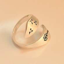 Anillo abierto de moda para mujer con diseño creativo geométrico de semilla de diente de león retorcida, chapado en oro blanco cepillado - Oro blanco - Ver 8