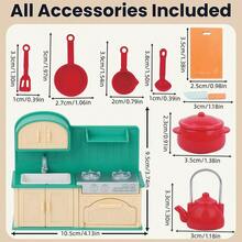 Realistic Miniature Kitchen Stove Set With Cookware Accessories, 1:12 Scale Mini Kitchen Replica, Desktop Ornament Home Display Decor, Collectible Miniature Scene Prop - Multicolor - View 7