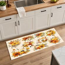 1pc White Sunflower Pumpkin Floral Pattern Kitchen Absorbent Drying Mat, Autumn Pastoral Style, Suitable For Kitchen Countertop, Coffee Machine, Dining Table And Thanksgiving Home Decor - Multicolor - View 11