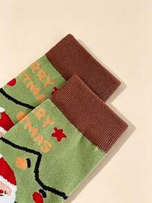 3/5 Pairs Random Style Christmas Mid-Calf Socks, Santa Claus Christmas Tree Gingerbread Man Reindeer Jacquard Casual Socks, Unisex Holiday Gift Socks - Multicolor - View 5