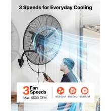 Wall Mount Fan, 30 In Wall Mounted Hanging Fan With Oscillating & Mist, IP44-Rated, 3-Speed, Powerful Air Reach, Mechanical Control, Long Airflow For Industry, Commercial, Garage, Workshop, Gym - 30 in - View 4