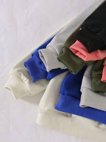 Young Girls Solid Fleece Lined Crew Neck Sweatshirt, 2Pcs Random Color Mystery Pack Long Sleeve Pullover - Multicolor - View 4