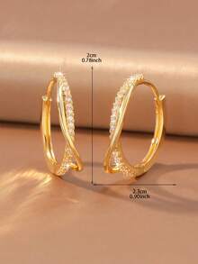 2pcs/Set Luxury Style Ear Cuff Earrings, Women's Earrings Suitable For Daily Commute, Date And Party Wear - Round - View 9