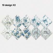20pcs Charm Pack Assortment/Pastoral Blue-Green Hydrangea Pattern/Handmade Rich Color Texture Style Elements/10 Styles Of Design Polyester Fabric/Suitable For Quilting/Craft Projects/Wallet Making/Gift Giving/Bag Making - Default - View 6