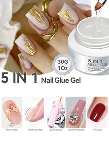 BORN PRETTY 5ml 5 In 1 Nail Glue Gel Soak Off UV LED Multi-Functional Gel Polish Nail Tips & Rhinestone Adhesive Gel, DIY Home Salon Manicure Supply - 1PC - View 10