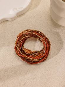 20pcs/Set Bohemian Style Colorful Beaded Stackable Bracelets For Women - Coffee - View 2