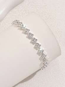 1pc Women's Elegant Crystal Diamond Bracelet - Silver - View 2