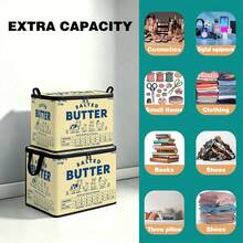Multi-Size Options, American Vintage Print Foldable Storage Box With Zipper Handle, Upgraded Fabric Large Capacity Storage Bin, Suitable For Closet, Dorm, Underbed Storage, Organizing Clothes, Bedding, Miscellaneous Items, Home Moving Organization - Multi-color - View 6