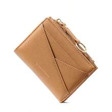 New Women's Wallet Keychain Short Asymmetrical Design Ultra-Thin Portable Bi-Fold Zipper Coin Purse - Multicolor - View 16