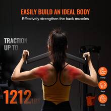 LAT Pulldown Attachment, Cable Machine Rowing V-Bar Attachment, Tricep Pull Down Bar, Back Strength Training Rubber Coated Handle Grip, Bicep Curl Tricep Lat Pulldown Bar For Home Gym Fitness - Middle Inside Handle - View 6