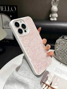 1pc Solid Color Skin-Feel Full Rhinestone Luxury Embedded Sparkling Diamond 2-In-1 Large Lens Hole Phone Protective Case Compatible With Apple 17 Pro Max, 16, 15 Pro, 14, 13, 12, 11 Series. - Pink - View 3