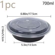 700ml Bento Box, Transparent Lid + Black Round Container, Back To School Season, Reusable Stackable Food Storage Container With Lid, Leakproof Portable Takeout Lunch Box Black, Picnic, Outdoor, Party.. - Black - View 16