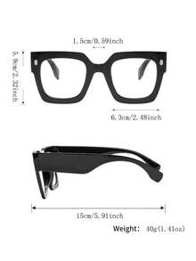 1 Pair Men's Thick Frame Large Square Non-Prescription Glasses, Personalized Bold Minimalist Steady Fashion Eyewear, Suitable For Street Style, Daily Commute, And Gathering With Friends - Clear - View 10