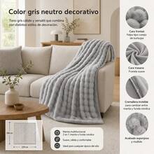 Polyester Duvet Cover 220x240cm With Zipper Closure, Multifunctional Plush Blanket For Bed And Sofa, Modern Solid Color Bedding - Grey - View 8