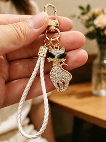 1Pc Eyeglasses Cat High-End Keychain, Bag Hanger, Cat Pendant Keychain, Bag Accessories, Women's Accessories, Gift For Friends - Multicolor - View 6