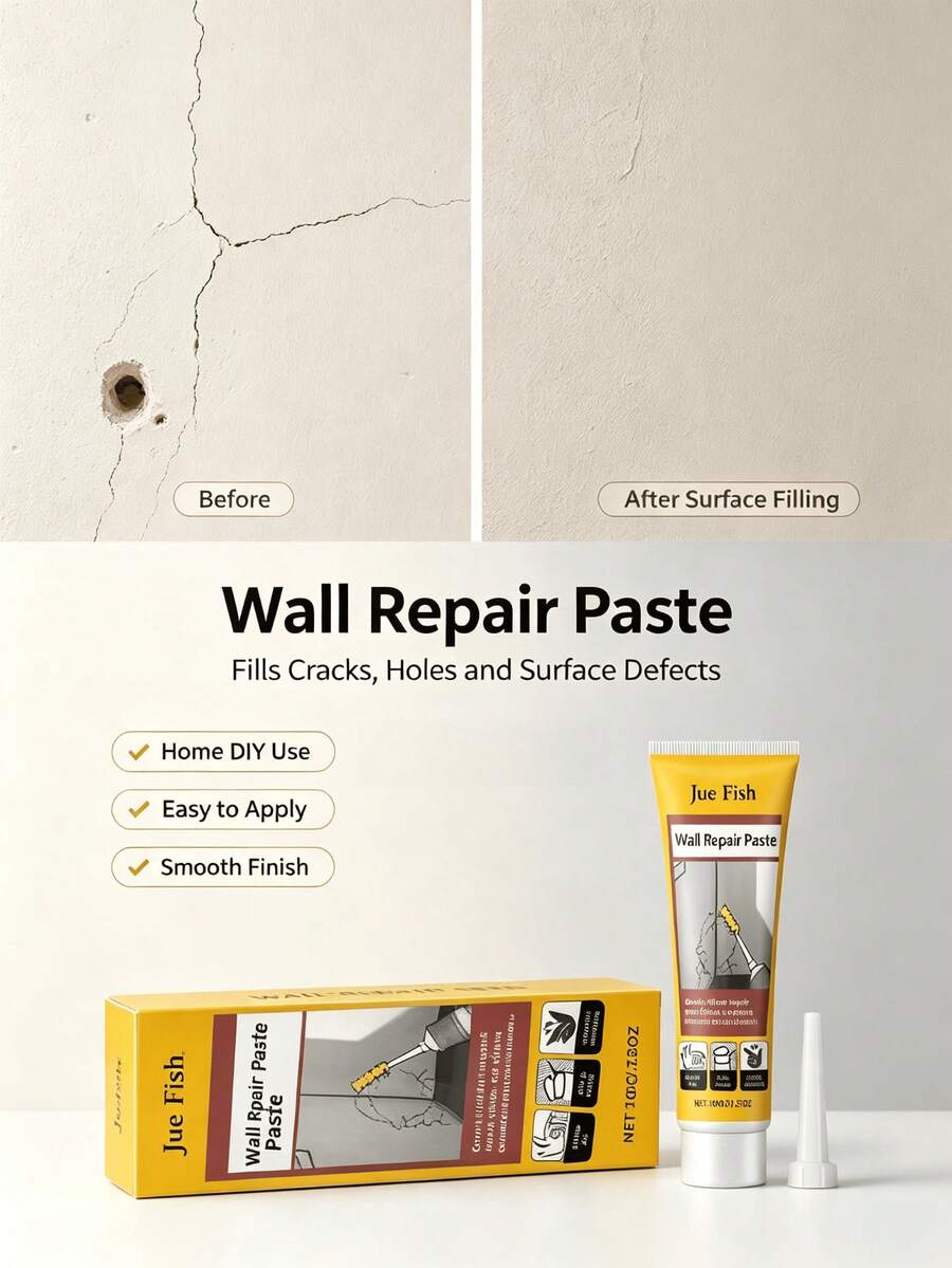 JUE FISH Wall Crack Repair Paste Wall Damage Scratch Dent Crack Nail Hole Repair Wall Filler