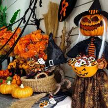 50pcs Halloween Lollipop Jam Chocolate Candy Card Paper Cards, Creative DIY Pumpkin Ghost Candy Cards, Packaging Halloween Party Gift Accessories Decoration - Multicolor - View 7