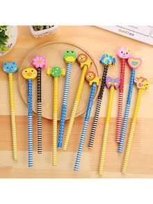10/40pcs Random Color Cute Cartoon Eraser Pencil Set, Perfect As School Stationery Gift Or Small Reward. School Supplies - Multicolor - View 5