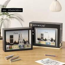 World Landmark Architecture Series, ABS Material, Multi-Piece Frame Set, Children's Building Block Toy Set, Suitable For Desktop Decor/Wall Hanging. Includes: Paris, London, New York, Shanghai, Dubai. Fashionable Gift For Eid, Halloween, Christmas, Back To School And Other Major Holidays. - Multicolor - View 7
