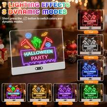 RGB Neon LED Light-Up Drawing Board – Rechargeable, Dry-Erase, With Dynamic Color And Flashing Modes – Perfect For Home Message Board, Halloween Party Decoration, Christmas Home Atmosphere - Pink - View 5