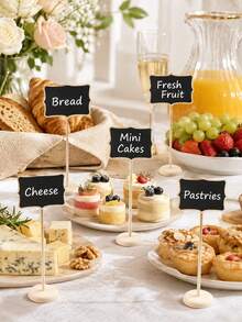 5/10pcs Mini Desktop Chalkboard Signs (With Stand), Reusable, Suitable For Wedding Place Cards, Food Labels And Table Number Cards - Multicolor - View 2