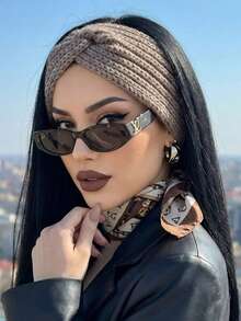 1pc Winter Knotted Knit Headband, Solid Warm Wide Hairband, Twist Design Ear Protection Hair Accessories For Women Autumn Winter Daily Wear - Multicolor - View 2